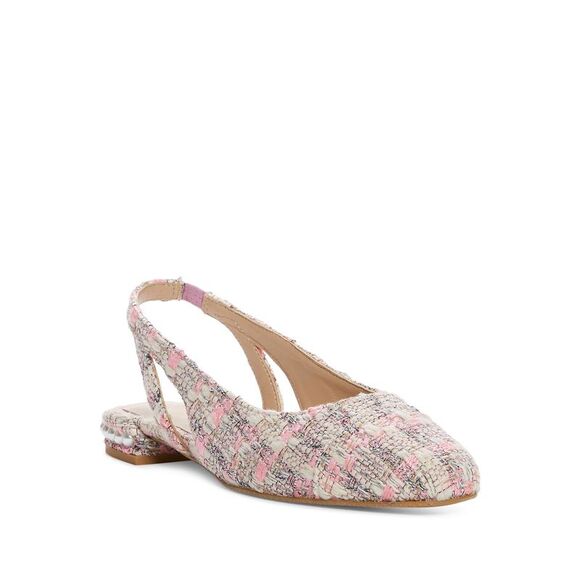 STUART WEITZMAN Womens Pink Plaid Slingback Pearl Block Heel Slip On Flats 6.5 B
